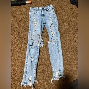 Blue ripped American Eagle jeans, size 2, comfy material.